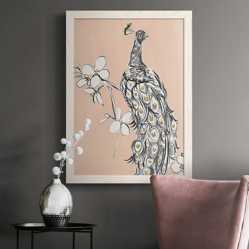 «Jarnell Peacock in Gold I», reproduction d'un seul cadre photo sur toile, Cadre blanc, H 37,5 po x l 27,5 po x P 1 po