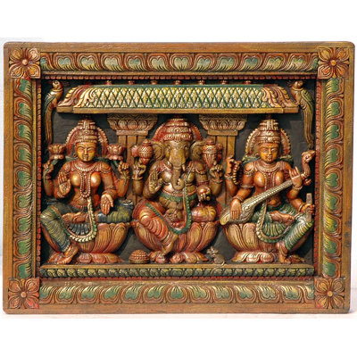 Panneau Lakshmi Ganesha et Saraswati