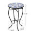 Superbe table d'appoint d'extérieur en céramique: fer bleu et blanc, table chic et base en céramique
