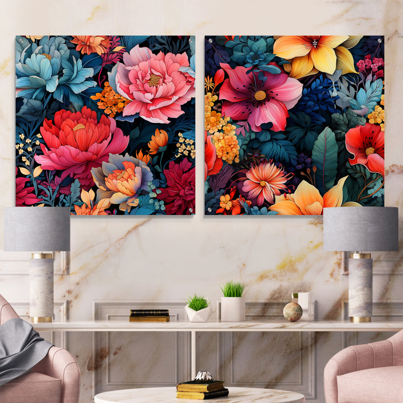 Lenna - ensemble de 2 art mural en verre acrylique, H 16 po x l 33 po