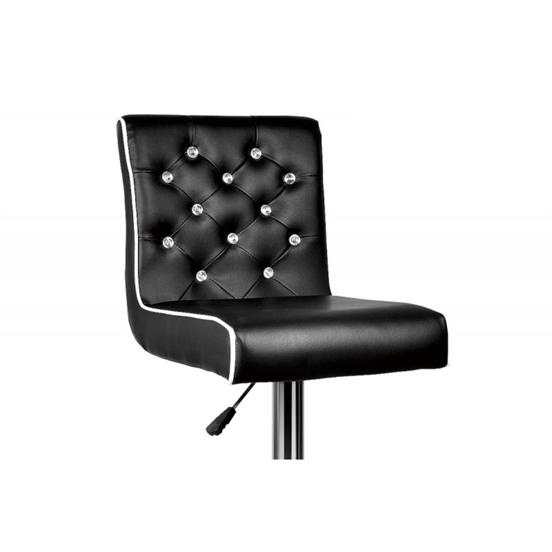 Tabouret de bar pivotant en similicuir réglable, Noir, Noir