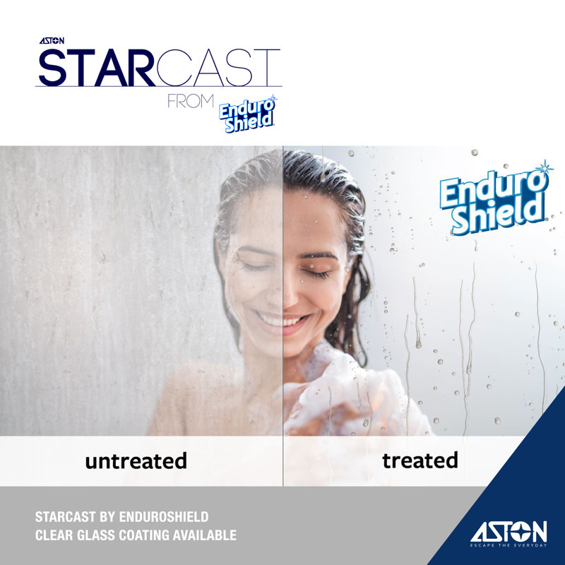 Porte de douche à charnière sans cadre 29,75" -30,25" x 72" avec starcast par enduroshield Kinkade