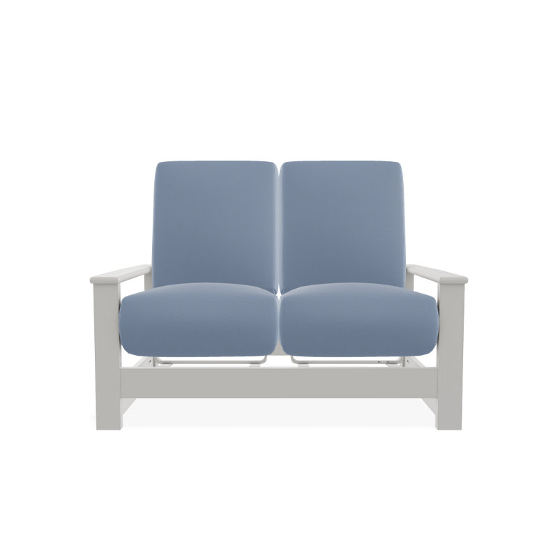 Leeward 56.5'' Wide Loveseat with Cushions, Canvas Air Blue Sunbrella® Canvas, Snow