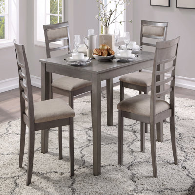 5-Piece Dining Set Table And 4 Side Dining Chairs Set Fabric Upholstery Wooden Furniture Kitchen Dining Set