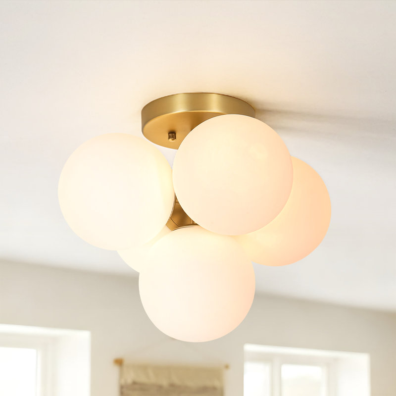 15" 5-Light Modern Sphere Globe Flush Mount