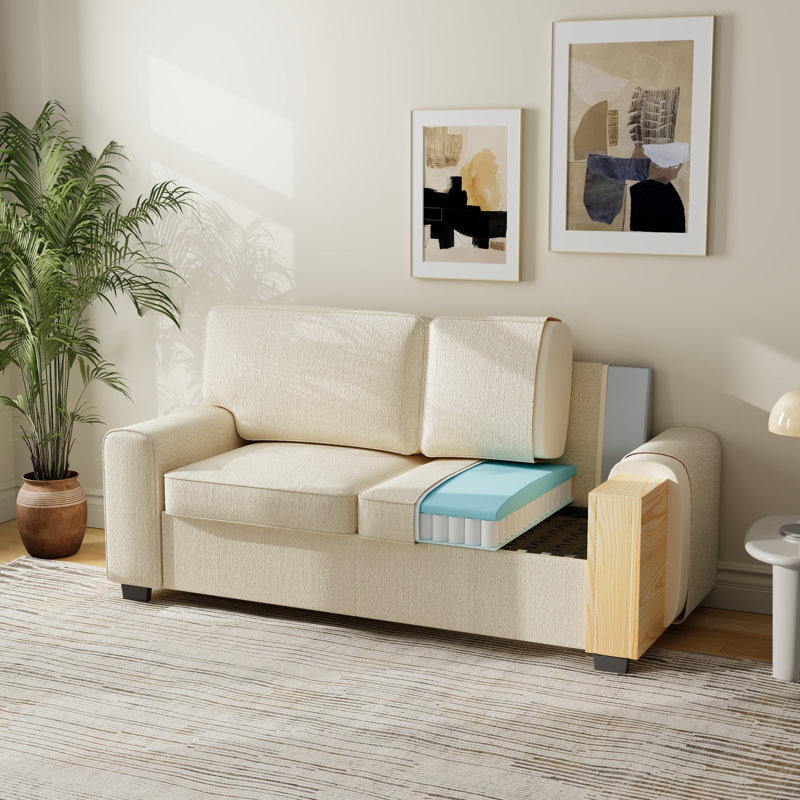 Modern Cozy Loveseat Sofa, Durable Chenille Fabric, Compact Design For Living Room