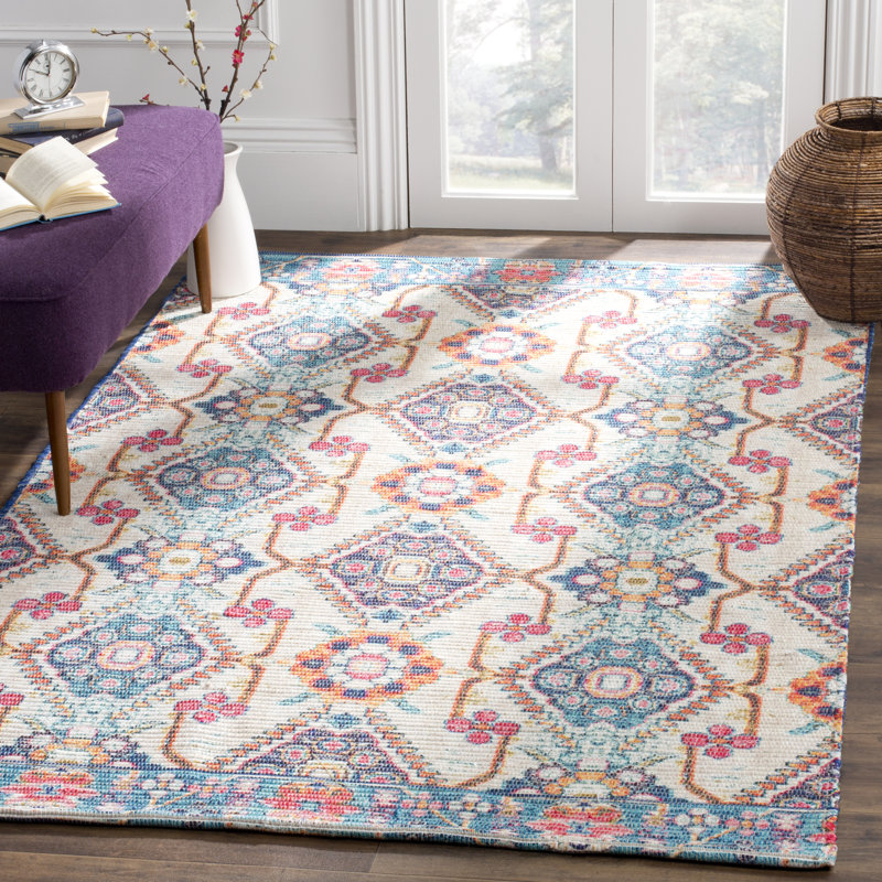 Tapis géométrique tissé à la main Joppatowne, Rectangle de 5 pi x 8 pi