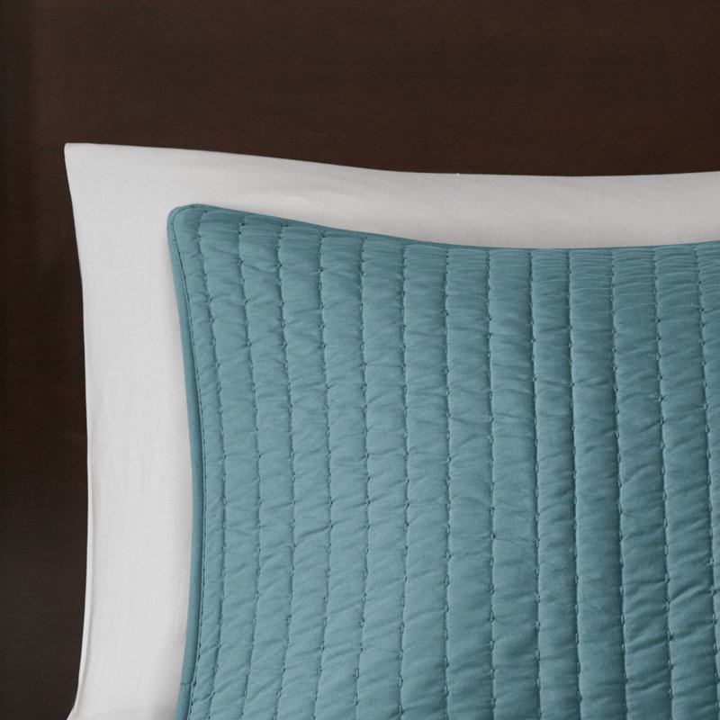 Teal Twin Microfiber Reversible Quilt Set