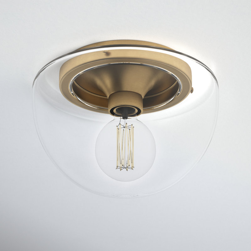 Alexi Glass Flush Mount, Aged Brass, 7" H x 10" W x 10" D