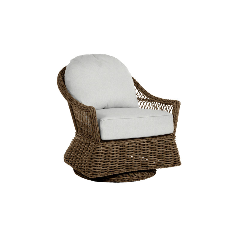 Soho Swivel Glider Chair with Cushions, Bali Pearl, Welt, Raffia