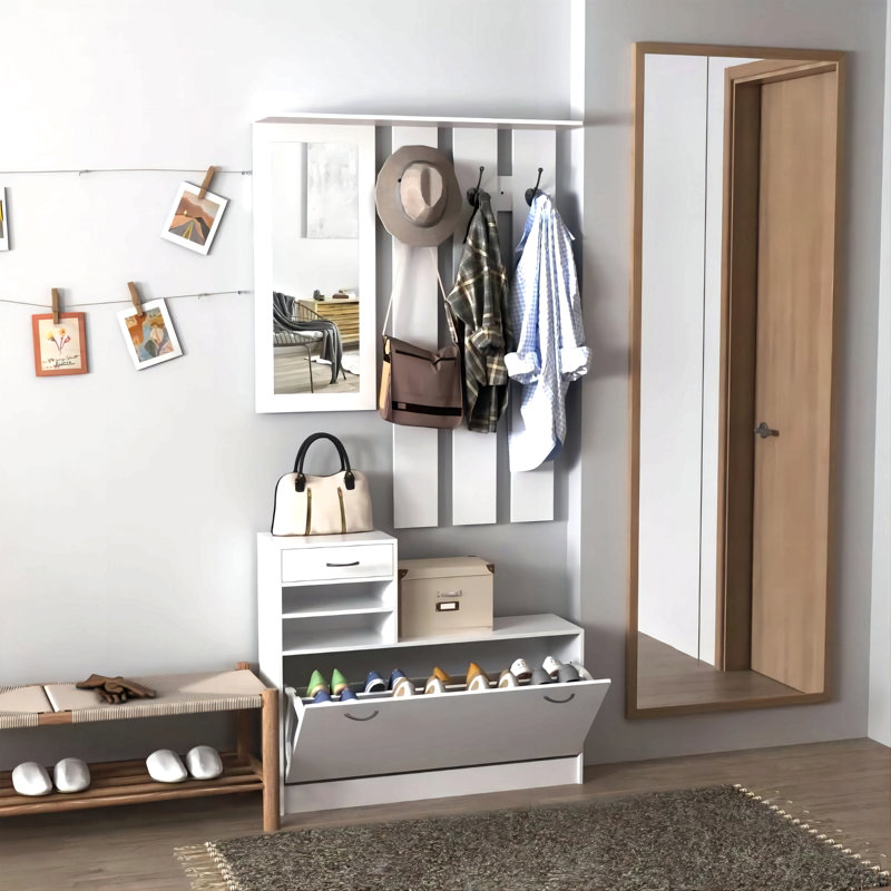 Combination Model Gate Cabinet With Shoe Cabinet+Hang Shelf+ Mirror