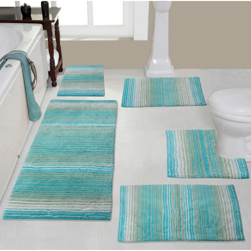 Ensemble de tapis pour salle de bain 5 pièces Highlawn, Turquoise