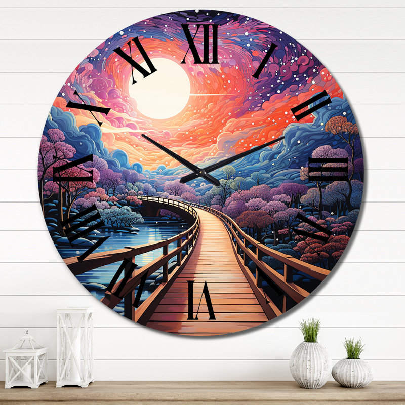 Horloge murale Coral Bridge Dreamy Passage Pointillism I, Très grand