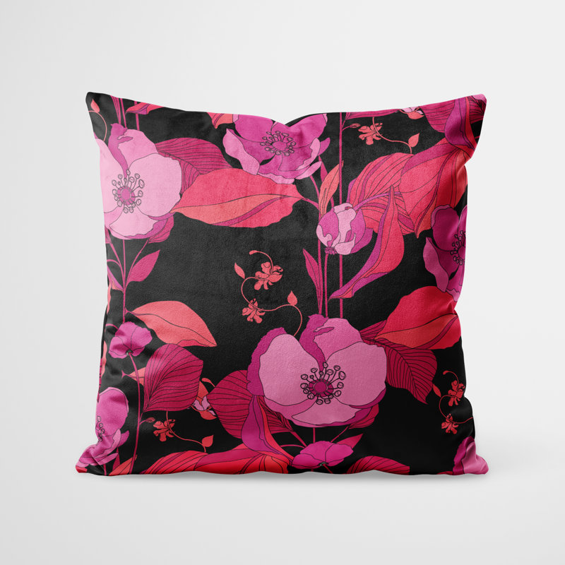 Coquelicot rose, Noir / rose / orange floral
