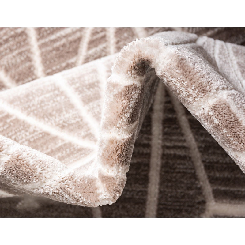 Tapis géométrique beige / ivoire Heights, Rectangle 4 pi x 6 pi