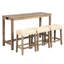 Ensemble de table de bar 4 pièces avec prise de courant, ensemble de table de bar et de chaises, ensemble de table de bar avec 3 tabourets rembourrés pour le salon, la salle à manger, la salle de jeux, brun