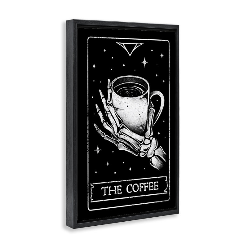 Cadre flottant The Coffee Tarot Card, design par EduEly Designs, H 25 po x l 17 po, Cadre flottant noir de jais