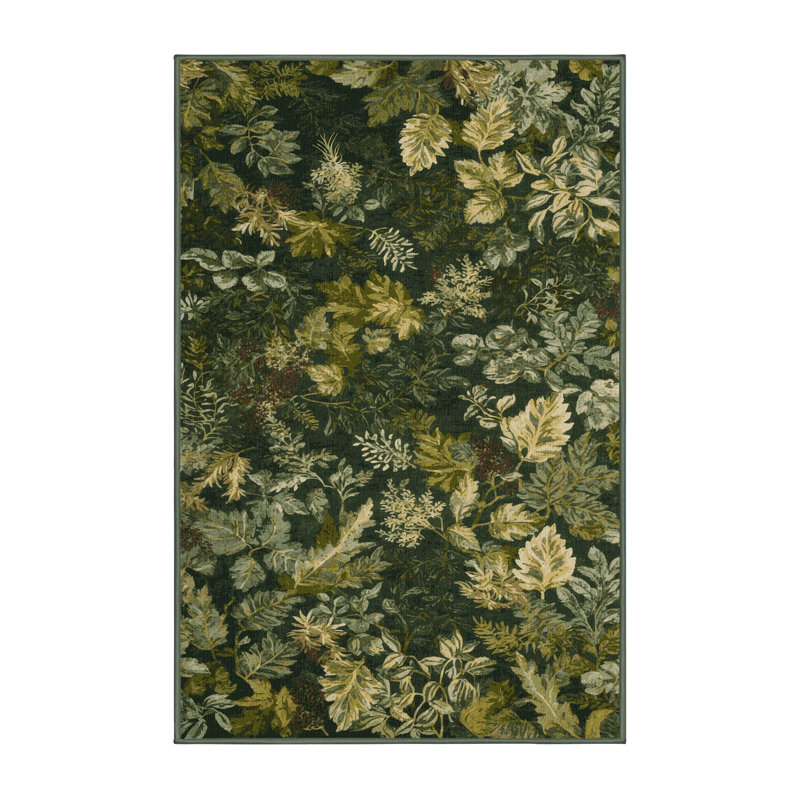 Machine Washable Nature Green Area Rug, Rectangle 8' x 12'