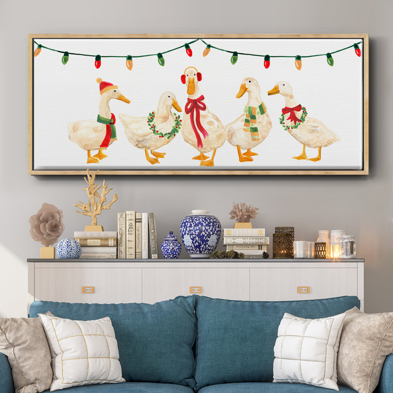 Merry Quackmas Collection D- Framed Canvas, 20" H x 50" W