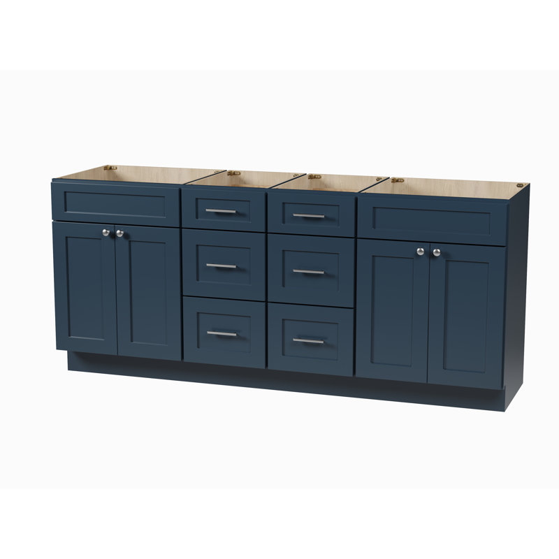 Meuble-lavabo double Disar 78'' (base seulement), Bleu