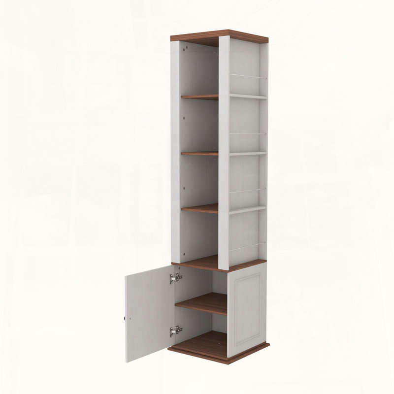 360° Rotating Storage Cabinet with Full-Length Mirror, Antique White
