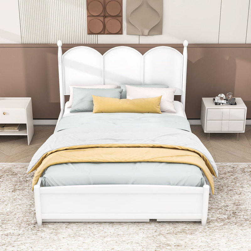 Grand lit escamotable avec garde-robe, tablettes et lumières DEL Gerrie, Blanc