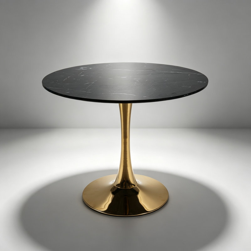 31.5"Dining Table, Black,Golden