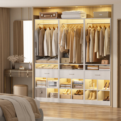 49" W Freestanding Closet with Hanging Rods and Drawers ( Set of 2 ) 