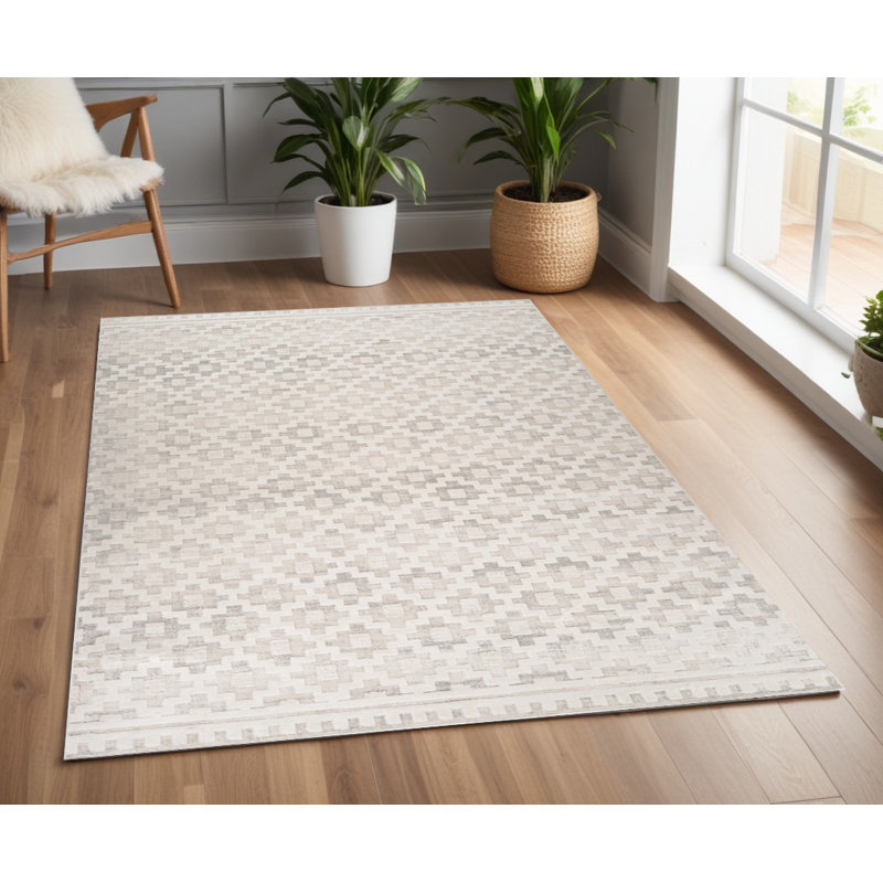 4' X 6' Cream and Beige Moroccan Area Rug
