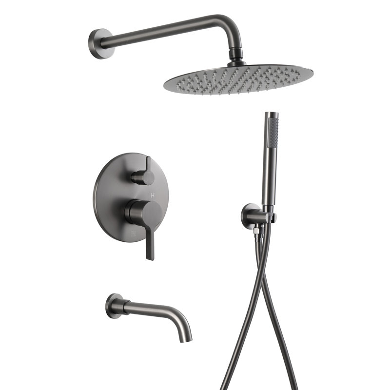 Calder Complete Shower System with Rough in-Valve, Brushed Black Chrome