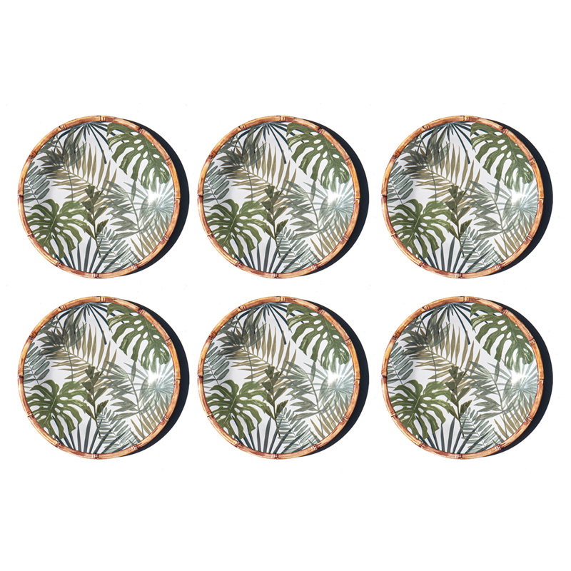 Assiette plate en mélamine Rainforest Palm NewWave - vert - 10,5 po - ensemble de 6