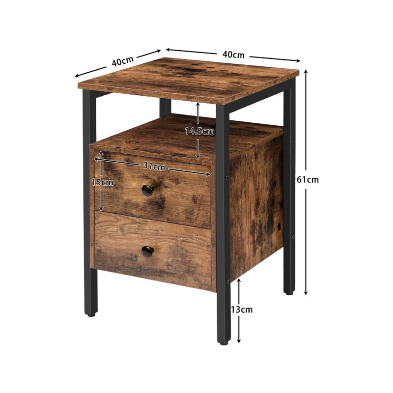 40cm W Manufactured Wood Bedside Table