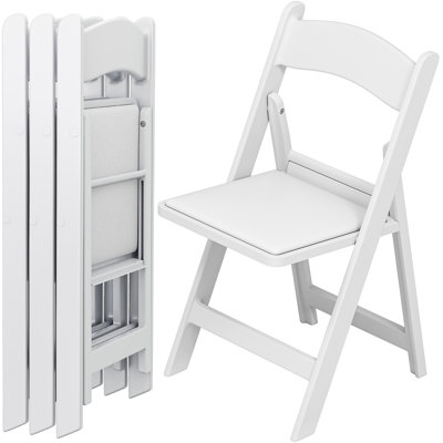 Stackable White Resin Folding Chairs with Padded Seat (Set of 4)
