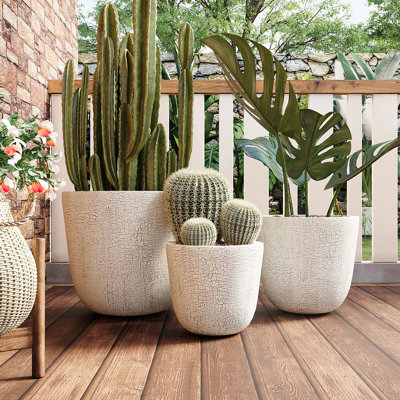 Planter Set Of 3 With Drainage Holes And Rubber Plug