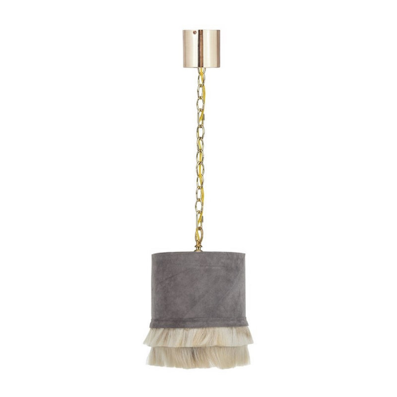 Joe Leather Pendant Lamp, 10x10x12, Gray