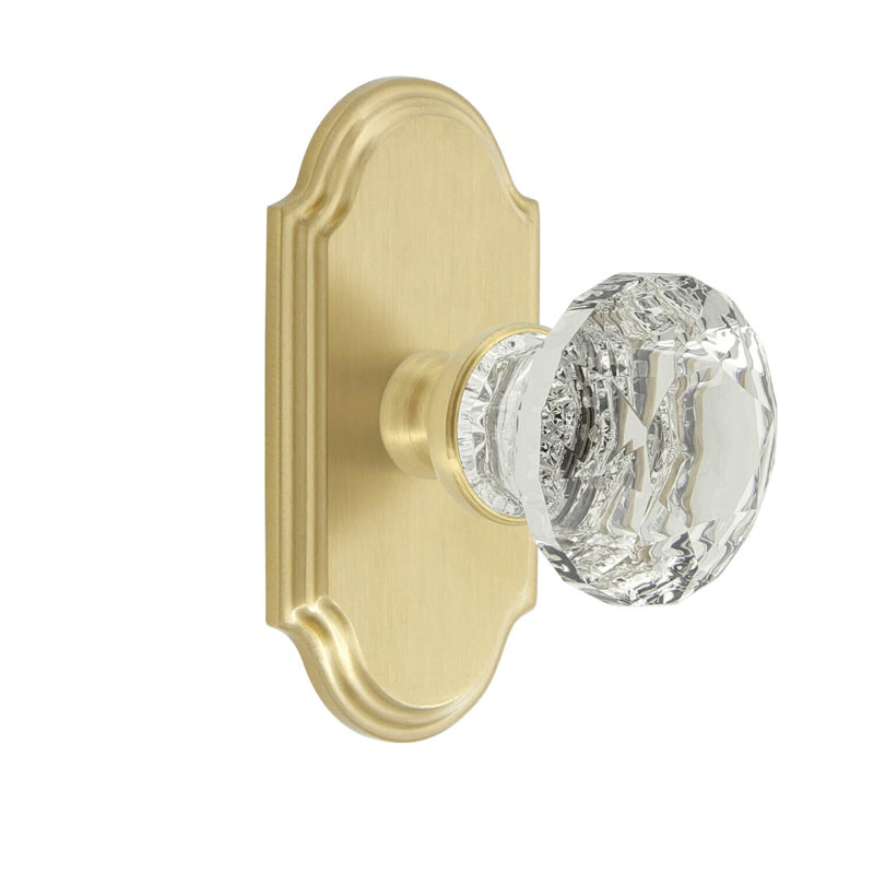 Assiette courte Grandeur Arc avec poignée en cristal brillant, Laiton satiné