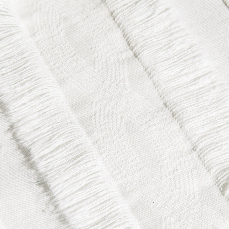 White Cotton and Polyester Euro Pillow Cover with Tassels, 16"x16"