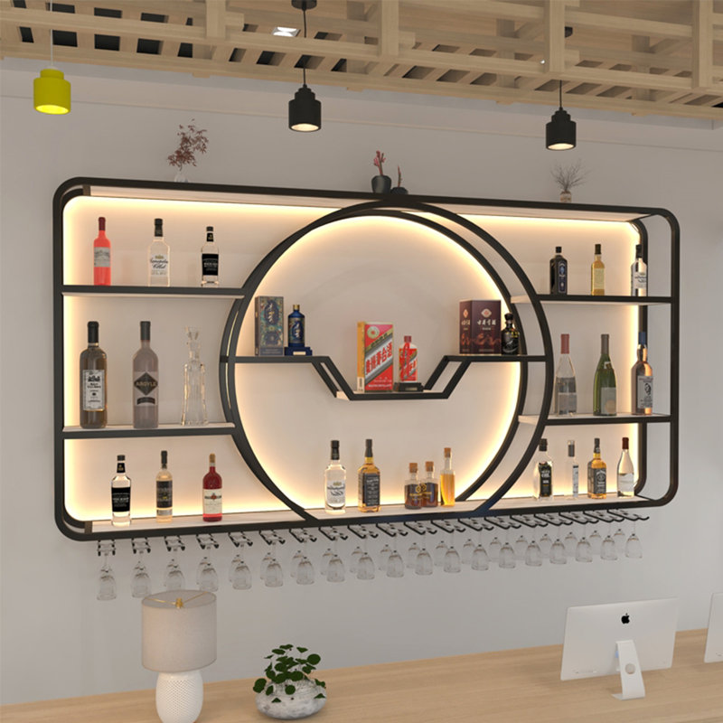 Porte-bouteilles mural Creative, Noir, noir, noir, noir, H 39,3 po x l 86,6 po x P 7,8 po