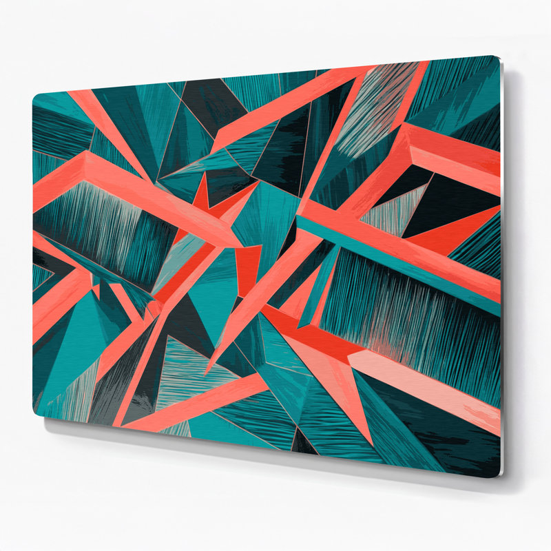 «Geometric Abstraction 42», art mural en métal bleu, H 8 po x l 10 po