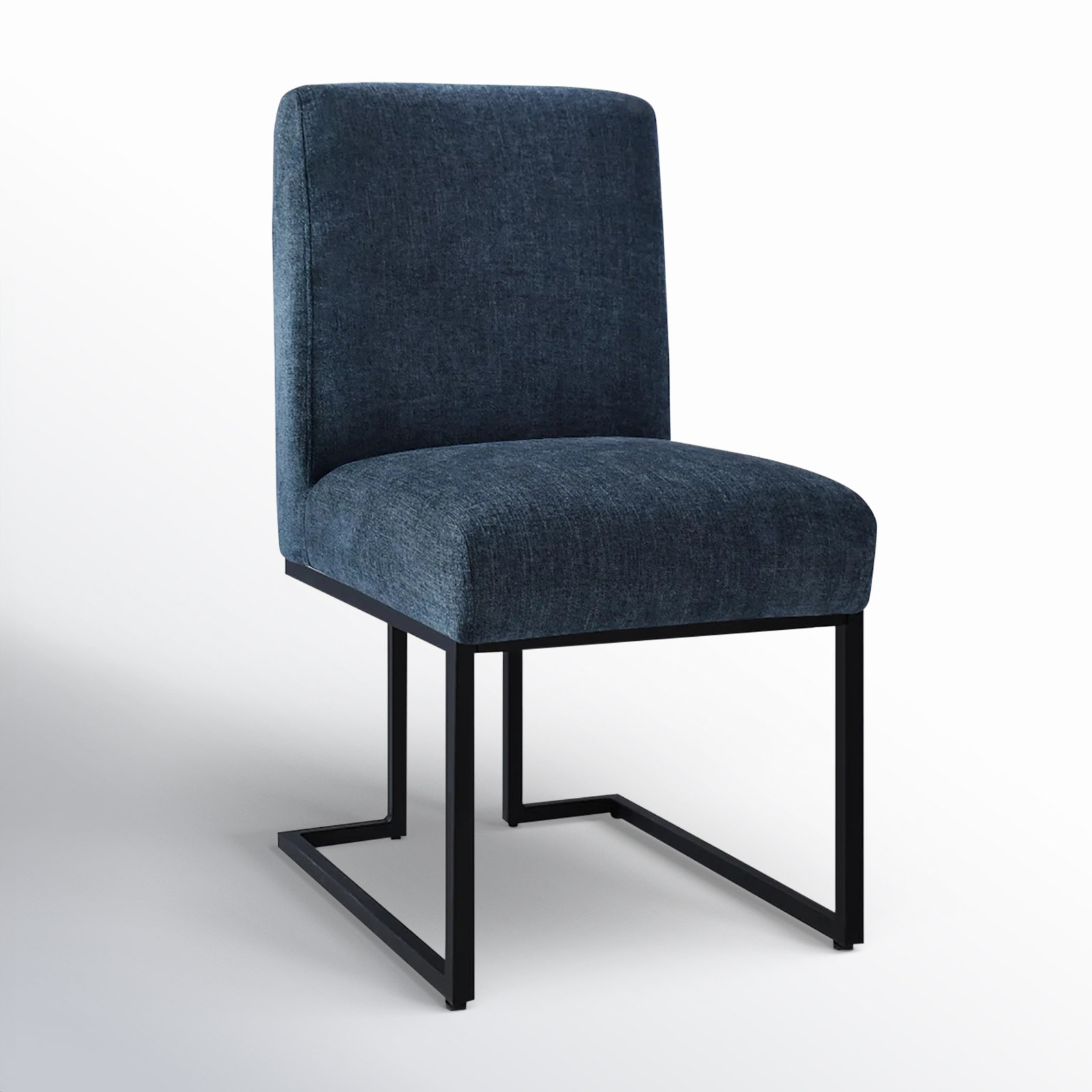Bende Modern Fabric Upholstered Side Chairs with Metal Sled Base, Blue