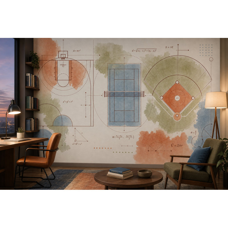 Papier peint moderne Mid Century, 160"x108", Textured Non-Pasted