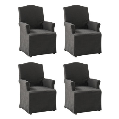 Gatlinburg 26''W Traditional Slipcovered Dining Chair with Hooded Caster Wheels
