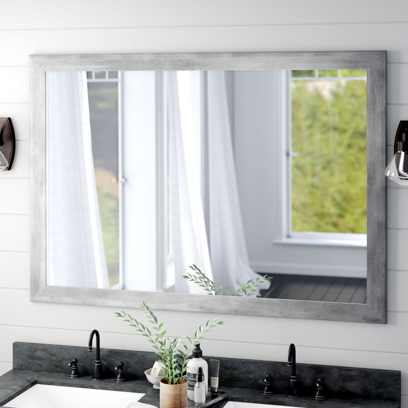 Alizeh Wood Flat Mirror, 65.5" H x 30.5" W, Matte Silver
