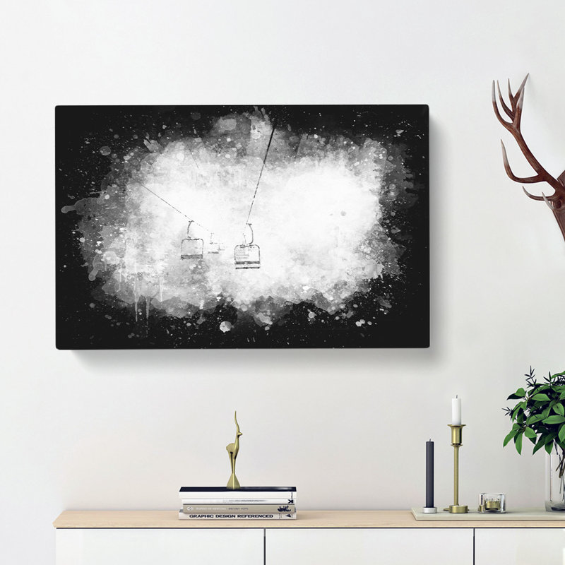 Ski Lift In Morillon France - Wrapped Canvas Painting, 45cm H x 76cm W x 4cm D