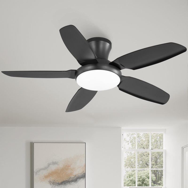  Ventilateur de plafond moderne noir 42 "avec lumière DEL et télécommande Cissline pour pièce moyenne