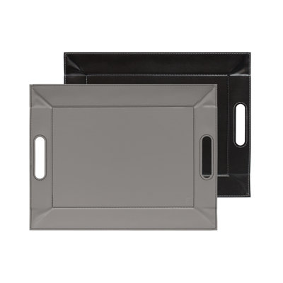 FREEFORM Convertible Tray and Reversible Placemat Set (4) - Grey & Black