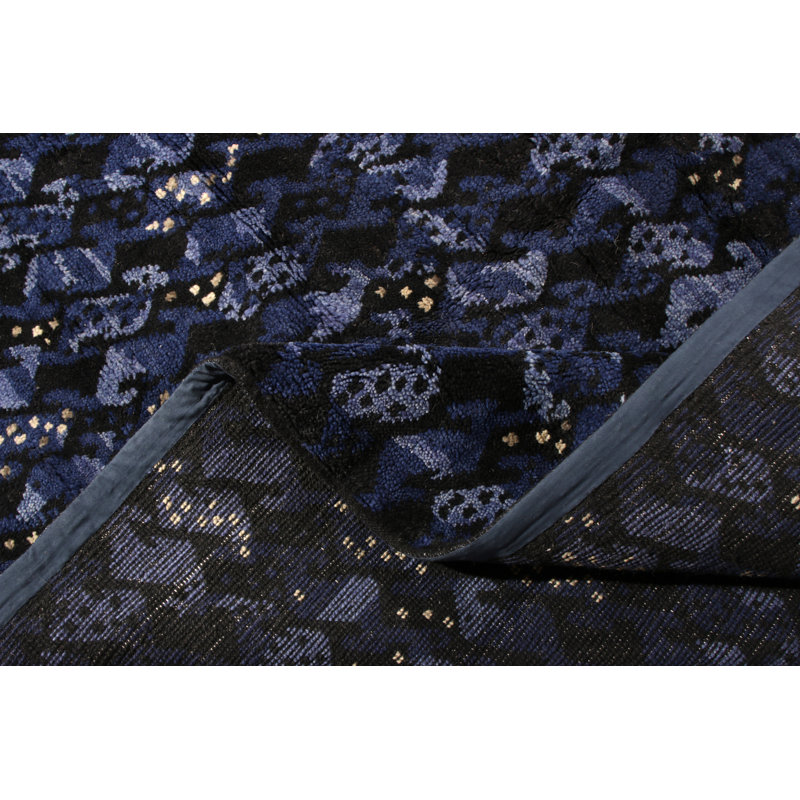 Hand Knotted Wool Geometric Area Rug, Rectangle 9' x 12'