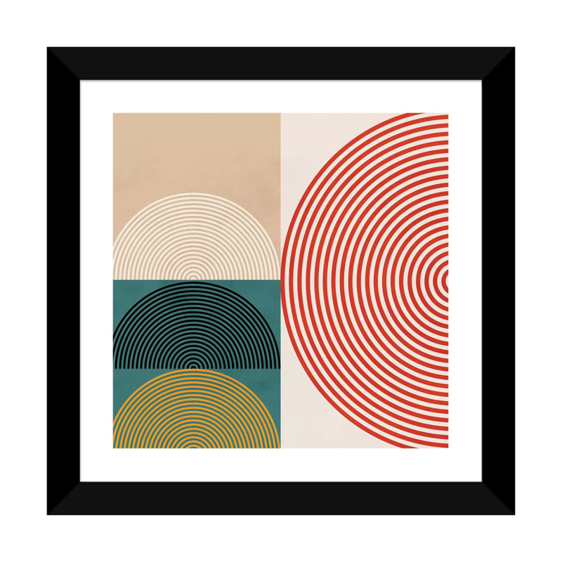 «Lines and Shapes III» par Ana Rut Bré - impression d'art graphique, H 24 po x l 24 po x p 1 po, Papier encadré noir, Blanc