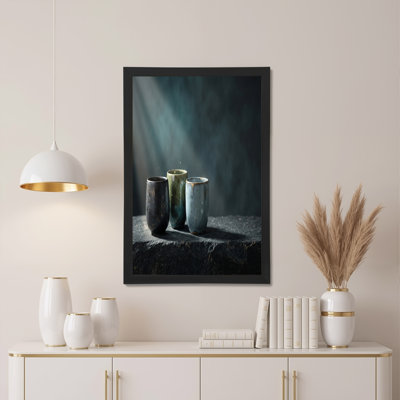 «Rustic Blue» et «Green Cups» sur toile en pierre