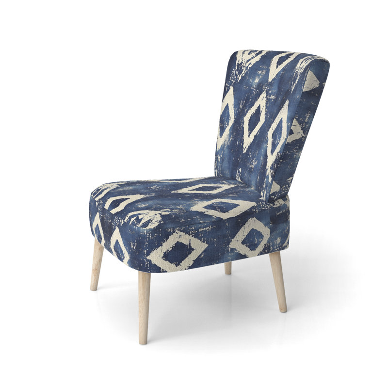 Chaise rembourrée Tribal - Chaise d'appoint en V à motif tribal Indigo, Chaise d'appoint sans accoudoirs